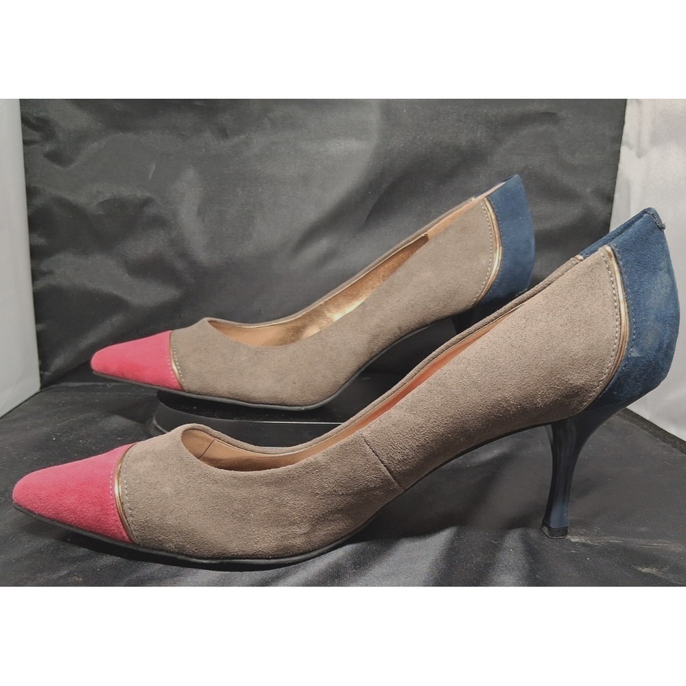 Suede Color block ,Hot Pink, Grey and Navy Blue Womens Shoes Size  M Nine And CO
